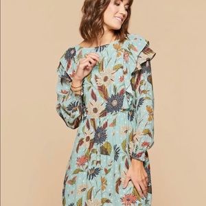 Spartina Millie Ruffle Dress Large floral
